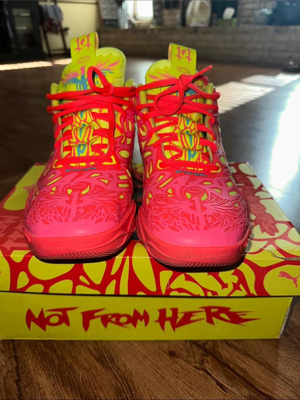 Kids Pink & Yellow Athletic Sneakers - Lamelo’s Puma